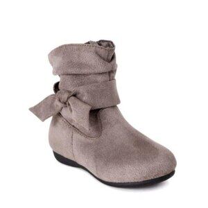 Wonder Nation Girls Size 10 Slouch Boots Gray Side Zip With Bow Detail In Gray